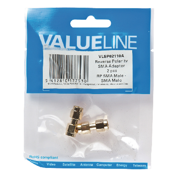 VLSP02110A Sma-adapter rp sma male - sma male goud Verpakking foto